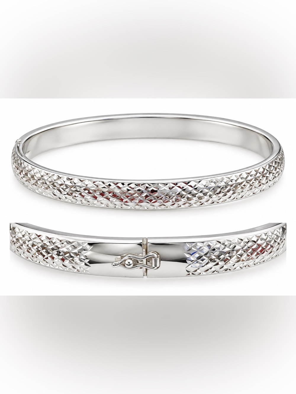 Diamond cut Silver Bangle‎ Bracelet